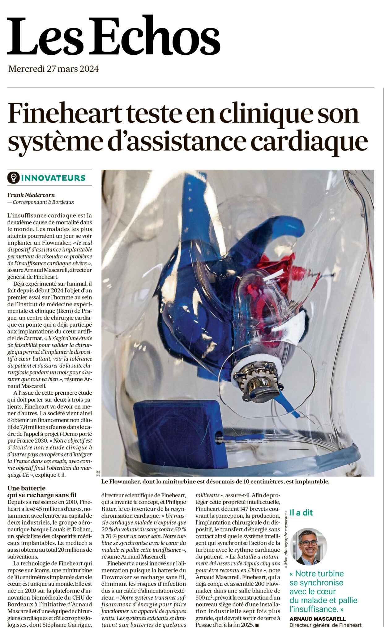 Fineheart teste en clinique son système d’assistance cardiaque - FineHeart